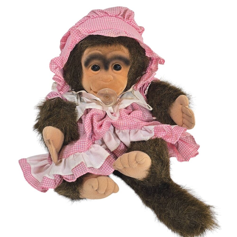 Hosung Monkey Plush Puppet Stuffed Animal Chimp Chimpanzee Rubber Face Pacifier